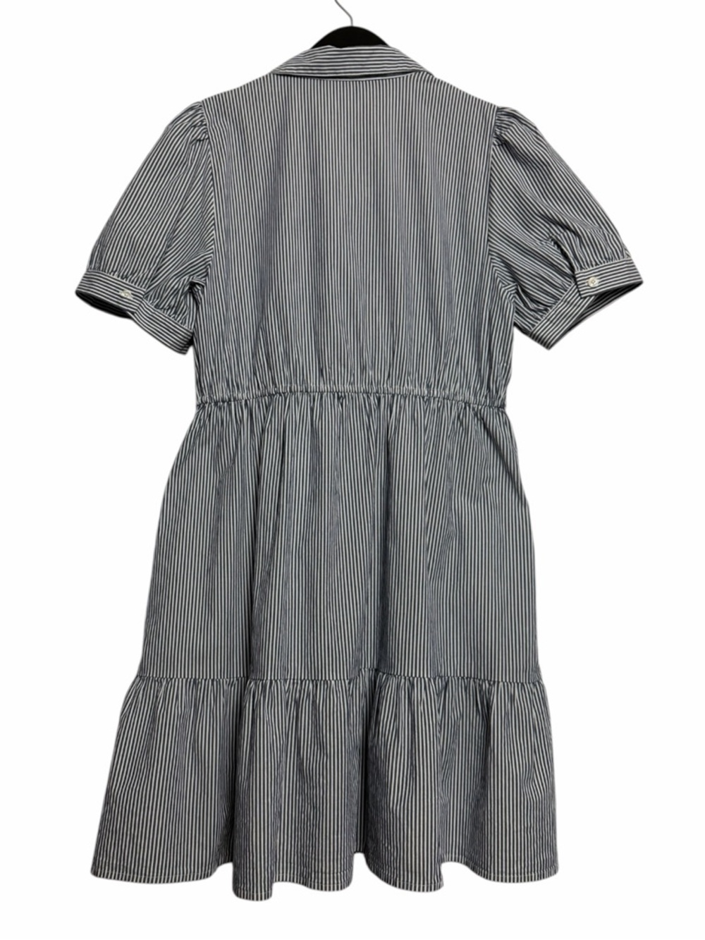 J. Crew Factory Navy and White Striped Smocked Shirt Dress Large - Picture 2 of 9